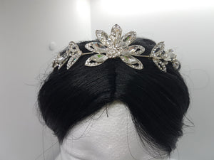 WEDDING CROWN/BAND - BRASS & RHINESTONES - PEACOCK FEATURE