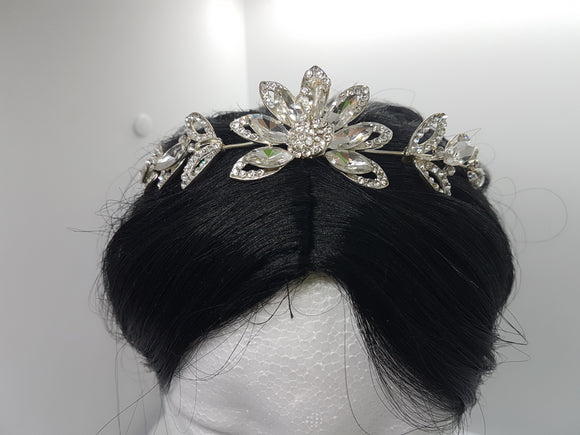WEDDING CROWN/BAND - BRASS & RHINESTONES - PEACOCK FEATURE