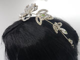 WEDDING CROWN/BAND - BRASS & RHINESTONES - 4 LEAF CLOVER WITH HEARTS