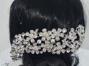 WEDDING COMBS - BRASS & RHINESTONES - FLOWER FEATURE