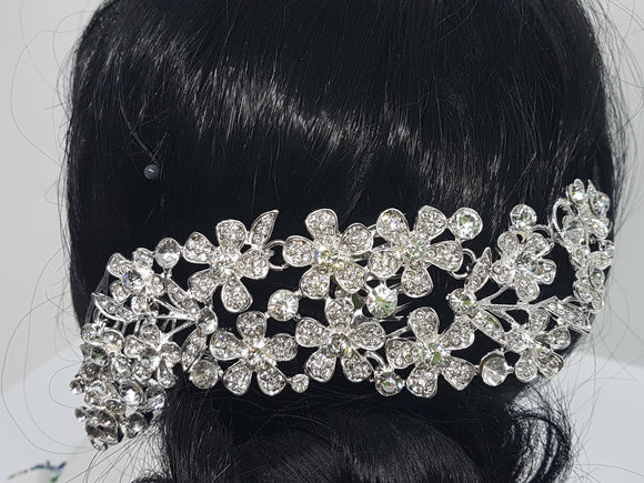 WEDDING COMBS - BRASS & RHINESTONES - FLOWER FEATURE