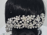 WEDDING COMBS - BRASS & RHINESTONES - FLOWER FEATURE