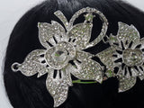 WEDDING COMBS - BRASS & RHINESTONES - ORCHID FLOWER FEATURE