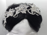 WEDDING COMBS - BRASS & RHINESTONES - ORCHID FLOWER FEATURE