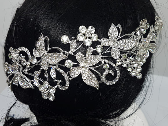 WEDDING COMBS - BRASS & RHINESTONES - BUTTERFLIES &  FLOWER FEATURE