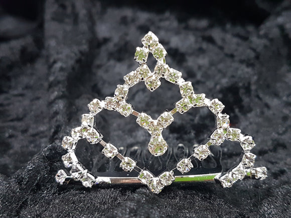 WEDDING MINI TIARA - BRASS & RHINESTONES - DOUBLE HEARTS
