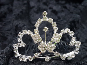 WEDDING MINI TIARA - BRASS & RHINESTONES - TEARDROP & HEARTS
