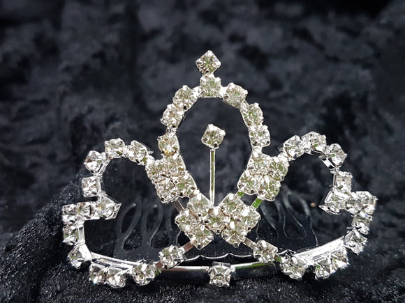WEDDING MINI TIARA - BRASS & RHINESTONES - TEARDROP & HEARTS