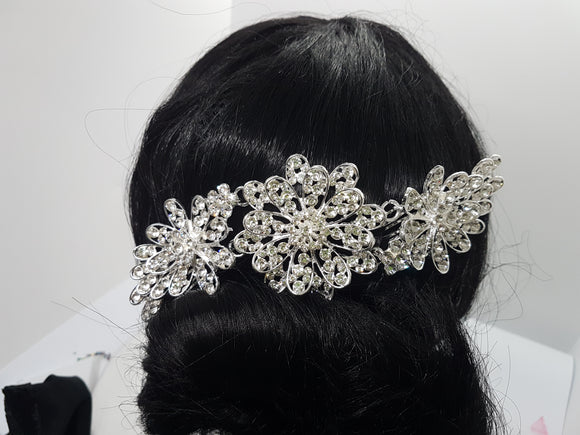 WEDDING COMBS - BRASS & RHINESTONES - FLOWER FEATURE
