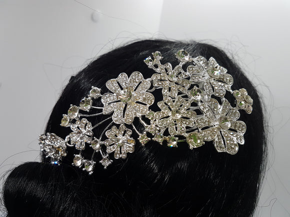 WEDDING COMBS - BRASS & RHINESTONES - FLOWER FEATURE