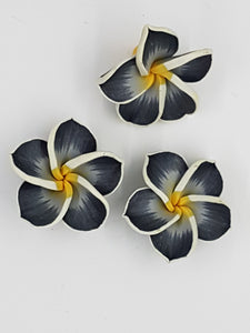 FLOWERS - 35MM POLYMER CLAY - BLACK/YELLOW/WHITE