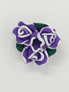FLOWERS - 23MM POLYMER CLAY - PURPLE/WHITE