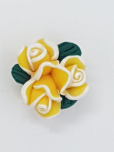 FLOWERS - 23MM POLYMER CLAY - YELLOW/WHITE