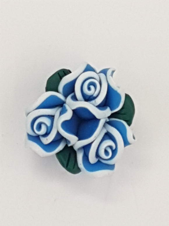 FLOWERS - 23MM POLYMER CLAY - BLUE/WHITE