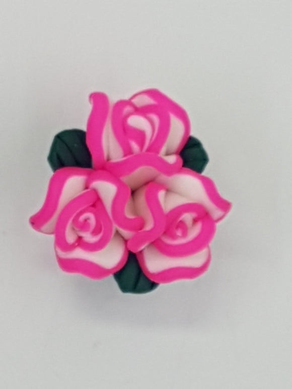 FLOWERS - 23MM POLYMER CLAY - HOT PINK/WHITE