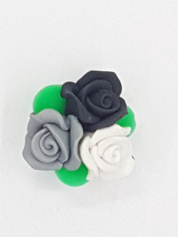 FLOWERS - 23MM POLYMER CLAY - TRI COLOUR