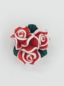 FLOWERS - 23MM POLYMER CLAY - RED/WHITE