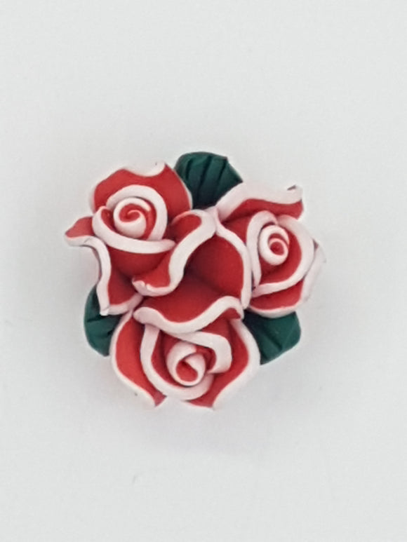 FLOWERS - 23MM POLYMER CLAY - RED/WHITE