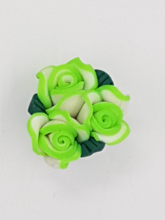 FLOWERS - 23MM POLYMER CLAY - LIME/WHITE