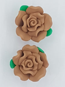 FLOWERS - 23MM POLYMER CLAY ROSE - LIGHT BROWN