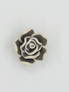 FLOWERS - 18MM POLYMER CLAY ROSE - GREY/WHITE