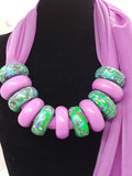 RONNY LEE CREATIONS - BEADED SCARF - PURPLE/GREEN MIX