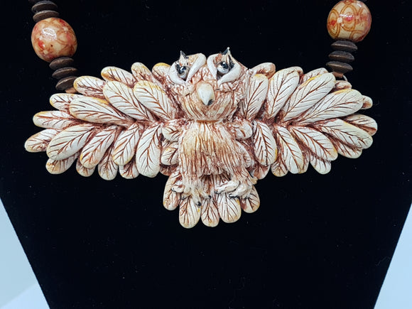 RONNY LEE CREATIONS - HANDMADE POLYMER CLAY OWL NECKLACE