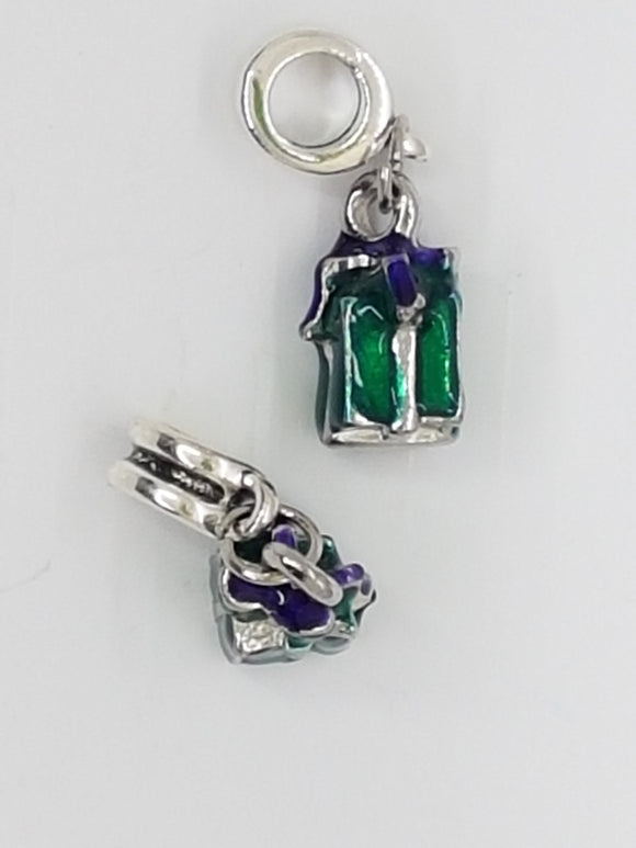 XMAS CHARM - GIFT - ENAMEL - GREEN/PURPLE