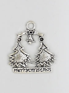 XMAS CHARM - 2 TREES- ANTIQUE SILVER