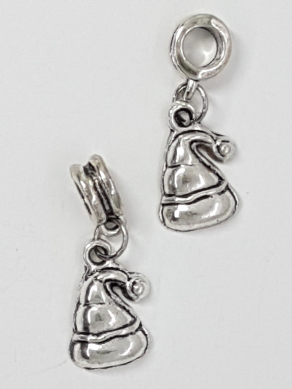 XMAS CHARM - SANTA HAT- TIB STYLE ANT. SILVER