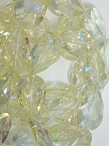 TEARDROPS - 24 X 17MM FAC. GLASS - PLATED MED. CHAMPAGNE YELLOW
