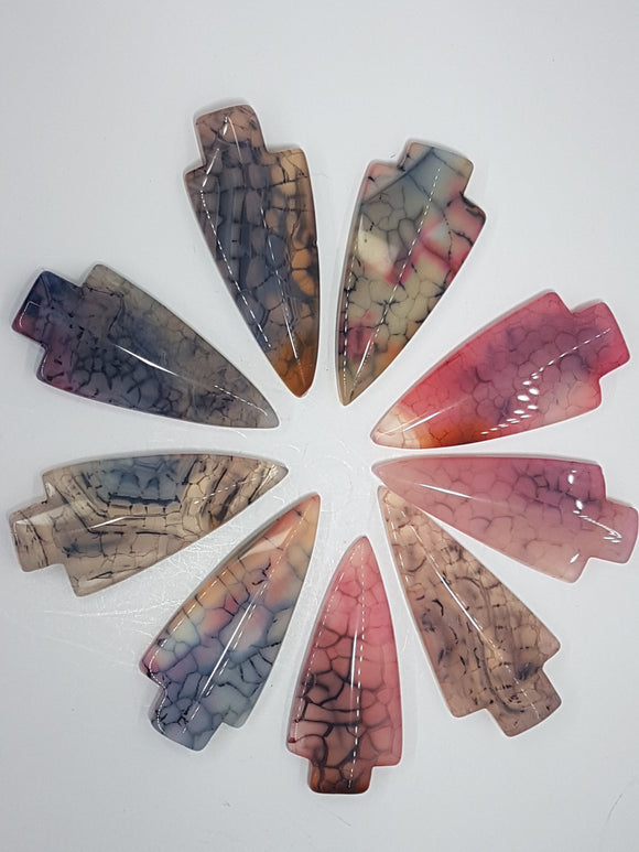 CABOCHONS 48-50 x 21-23MM ARROWHEAD NATURAL AGATE