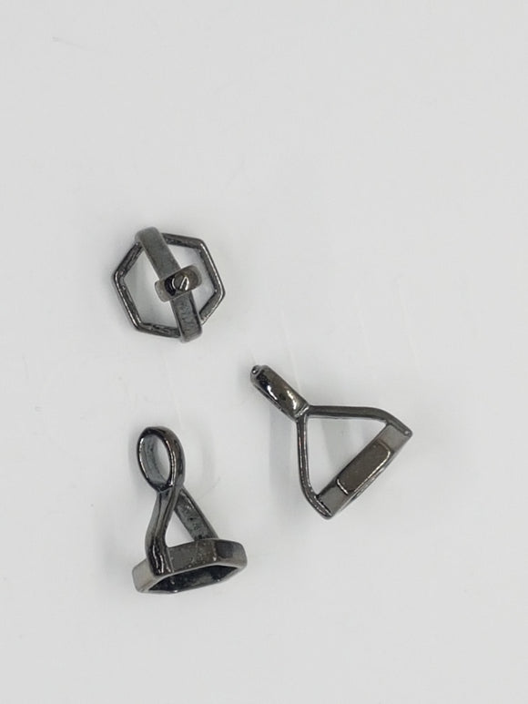 BAIL HANGER - HOLLOW - GUNMETAL - 16 X 12.5 X 11MM HEXAGON