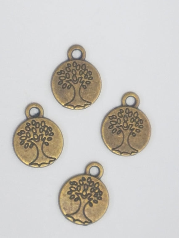 CHARMS - TREES - 15 X 12MM ROUND- ANTIQUE BRONZE COLOUR