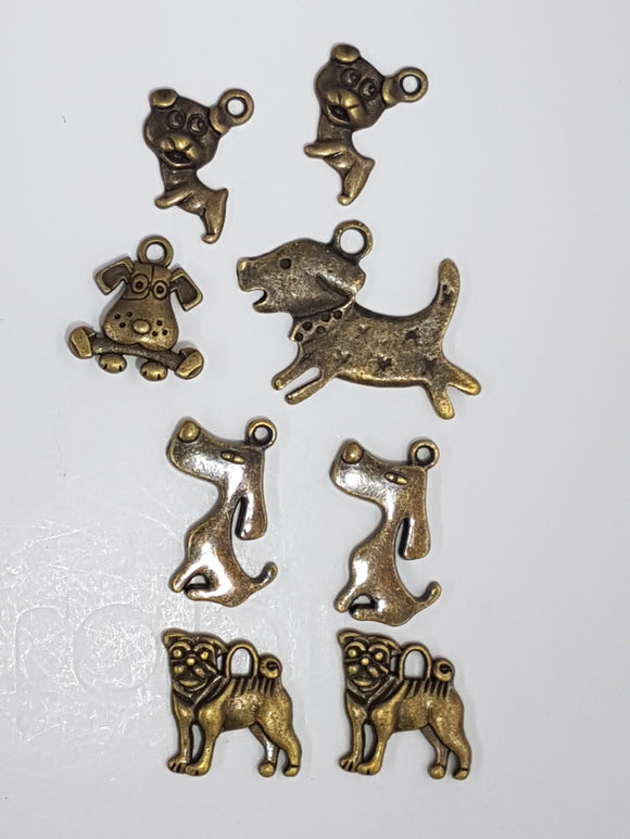 CHARMS - DOGS - 12-25MM - ANTIQUE BRONZE COLOUR
