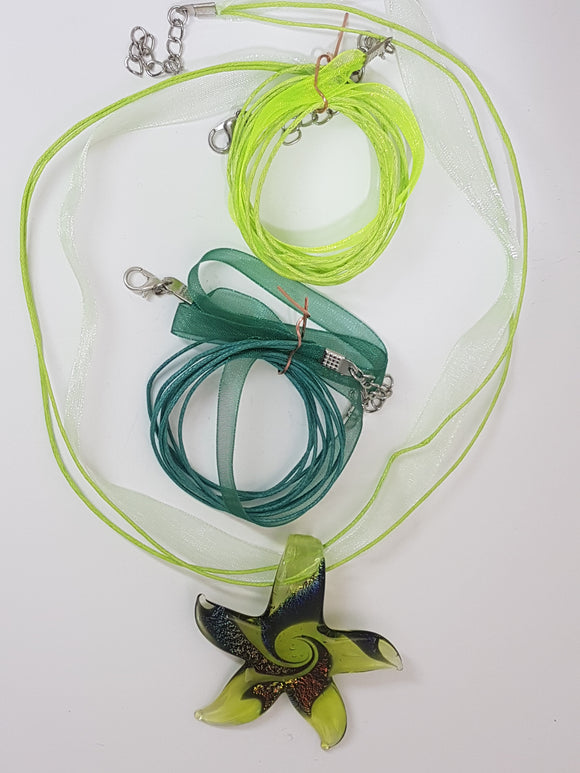 CORD AND ORGANZA NECKLACE - 17'' WITH LOBSTER CLASP