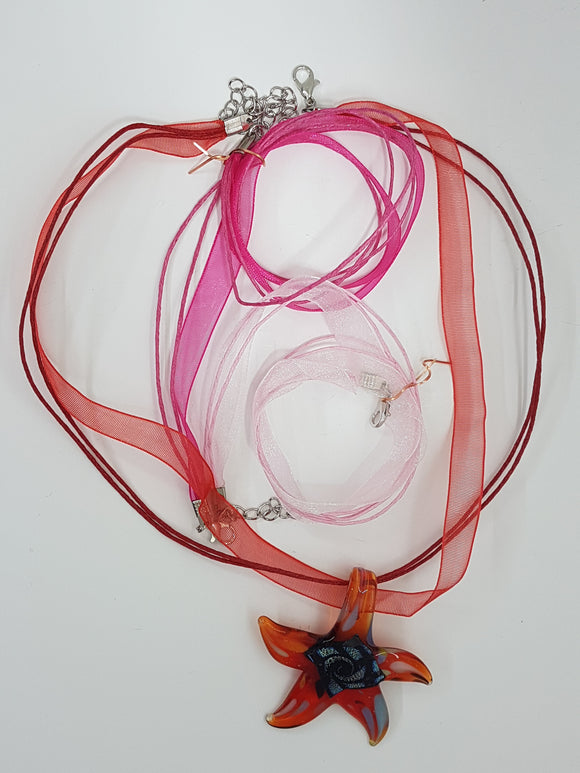CORD AND ORGANZA NECKLACE - 17'' WITH LOBSTER CLASP