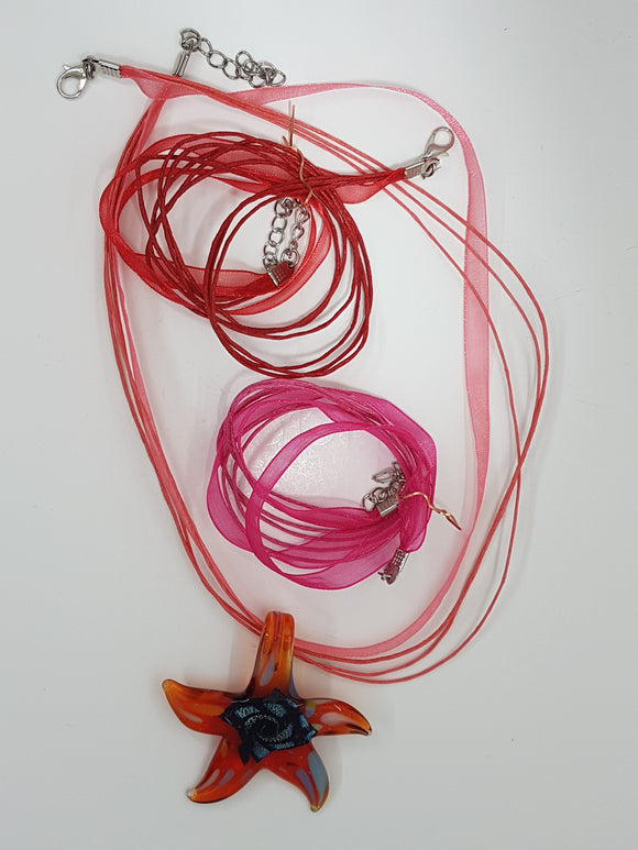 CORD AND ORGANZA NECKLACE - 17'' WITH LOBSTER CLASP