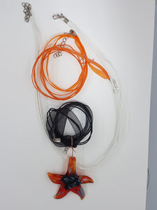 CORD AND ORGANZA NECKLACE - 17'' WITH LOBSTER CLASP