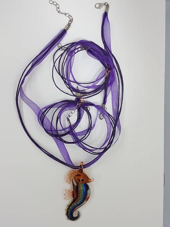 CORD AND ORGANZA NECKLACE - 17'' WITH LOBSTER CLASP