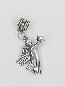 CHARMS - ANGEL WITH BAIL- ANTIQUE SILVER COLOUR