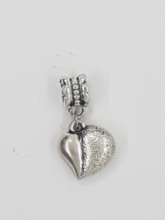CHARMS - HEART WITH BAIL- ANTIQUE SILVER COLOUR