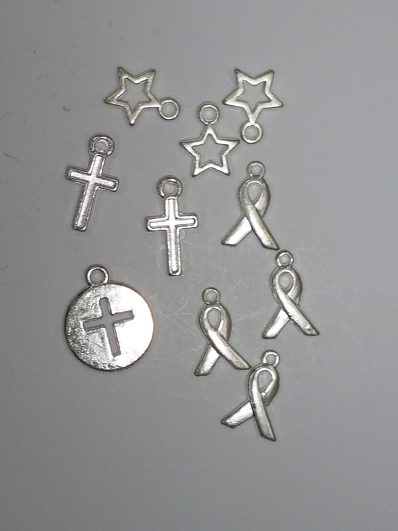 CHARMS - MIXED- ANT. SILVER & SILVER COLOUR