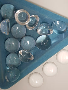 CABOCHON - 18 X 9.5MM GLASS TRANSPARENT HALF ROUND DOME