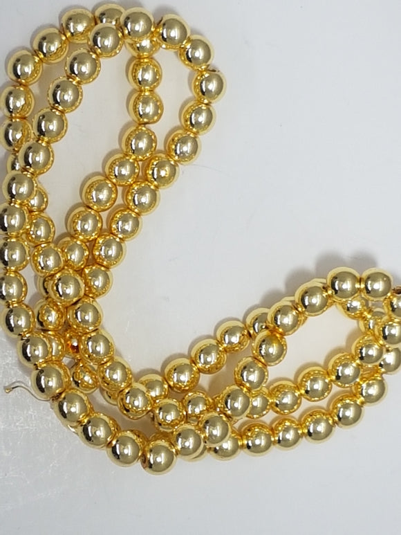 4MM NON-MAGNETIC SYNTHETIC HEMATITE GOLD BEADS