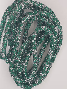 CORD - PVC  - HOLLOW - 7MM WITH GREEN HOT FIX RHINESTONES