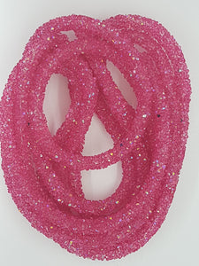 CORD - PVC  - HOLLOW - 7MM WITH AB FUCHSIA HOT FIX RHINESTONES