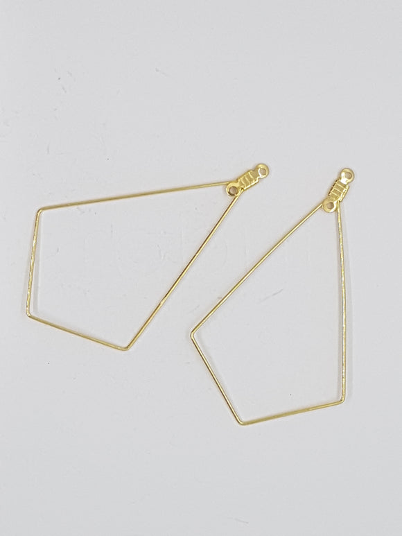 EAR/PENDANT BASE - 57 X 33MM SS GEOMETRIC GOLDEN COLOUR