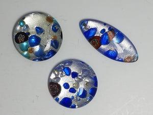CABOCHON & PENDANTS - 14-24 X 24-34MM FOIL GLASS SHAPES