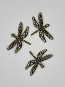 CHARMS - DRAGONFLY -35 X 25MM ANTIQUE BRONZE COLOUR